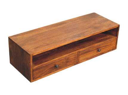 Lunar - 2 Drawer Wall Mounted Media Unit - Brown