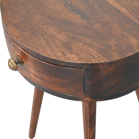 Circular Shaped Bedside Table - Walnut