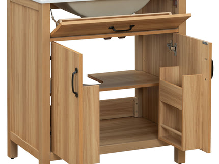 Bathroom Vanity With Flip Drawer, 2 Soft Close Doors, Adjustable Shelf And Ceramic Sink
