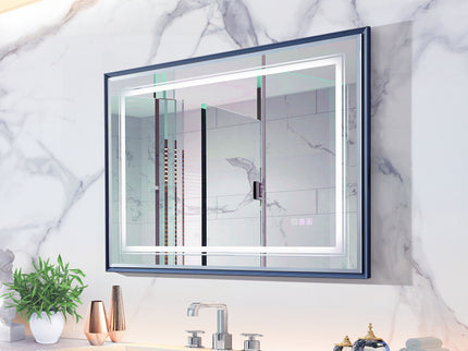 LED Bathroom Beveled Mirror, 3000 - 6000K Gradient Front And Backlit LED Mirror For Bathroom, 3 Colors Dimmable, Ip54 Enhanced Anti Fog
