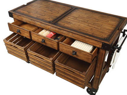 Kaif - Distressed Chestnut Kitchen Cart - Chestnut