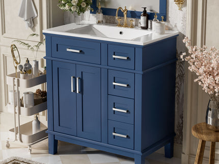 Modern Bathroom Vanity With Sink, Storage Cabinet, Soft Close Doors, Deep & Standard Drawers