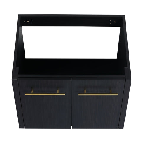 Modern Wall Mounted Bathroom Vanity With Thick Edge Resin Sink And Storage Rack