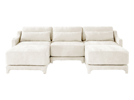 Stylish Sofa With Ottoman And Lumbar Pillows, Ergonomic Design