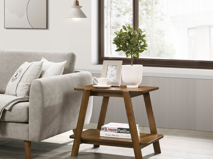 Metz - Mid-Century Modern Wood Shelf 3 Piece Coffee Table Set - Walnut