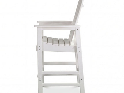 Outdoor Bar Height Adirondack Patio Chair With Cup Holder And Armrests All Weather UV Resistant - White