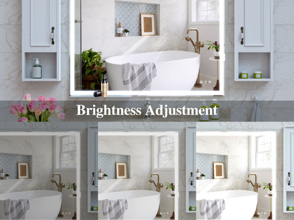 LED Bathroom Vanity Mirror Wall Mounted Adjustable / Warm / Natural Lights Anti-Fog Touch Switch With Memory Modern Smart Large Bathroom Mirrors