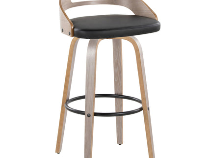 Cassis - Mid Century Modern Fixed Height Barstool With Swivel With Round Footrest (Set of 2)