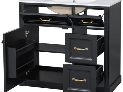 Modern Bathroom Vanity With Sink, 4 Drawers, Soft-Close Door, Adjustable Shelf