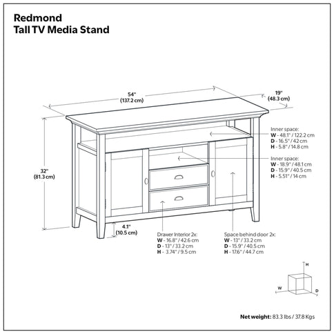 Redmond - Tall TV Media Stand - Rustic Natural Aged Brown