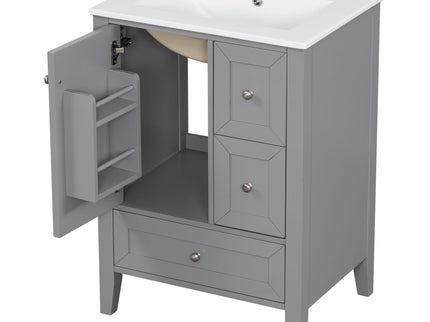 Modern Bathroom Vanity With Sink, Freestanding Cabinet With Drawers And Shelves