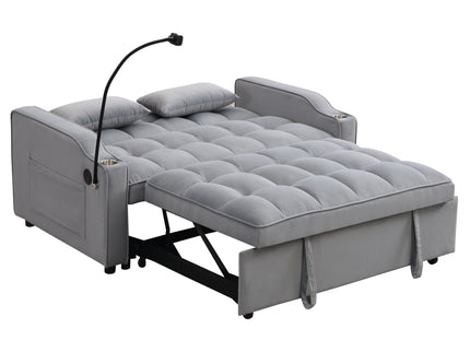 Modern Loveseat With Pullout Bed, Adjustable Reclining Backrest