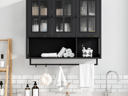 3 Door Wall Cabinet With Glass Door And Towel Bar