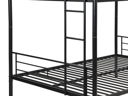 Modern Metal Bunk Bed, Full Over Full, No Box Spring Needed - Black
