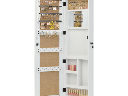 Jewelry Armoire Organizer With Full Length Mirror, Wall Mounted Lockable Cabinet With LED Light