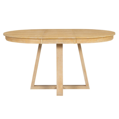 Dining Set With Leaf Round Table And 4 Upholstered Chairs