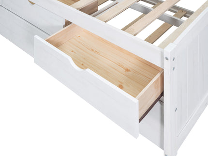 Captain Bed With Built In Bookshelves, 3 Storage Drawers, And Trundle