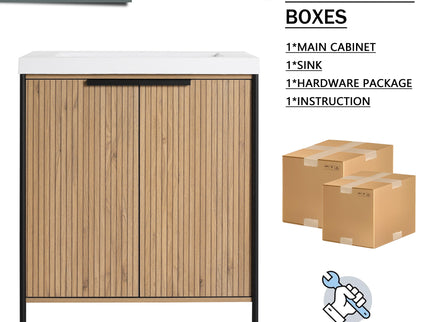 Modern Freestanding Bathroom Vanity With Resin Sink & Soft Close Cabinet Doors