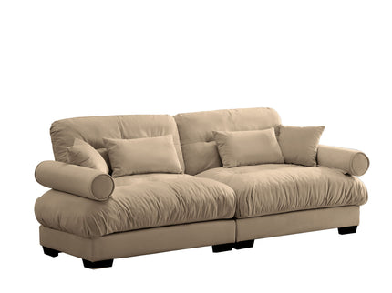 Modern Oversize Sofa With Cloud Like Comfort, Featuring Waist And Throw Pillows