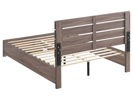 Sher - 4 Piece Queen Bedroom Set With Platform Bed, Nightstand, Dresser & Mirror - Oak