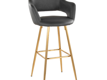 Margarite - Contemporary Fixed Height Barstool With Footrest (Set of 2) With Square
