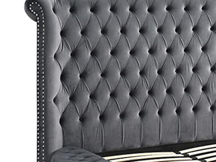 Hazel - 5 Piece Queen Tufted Bedroom Set - Gray