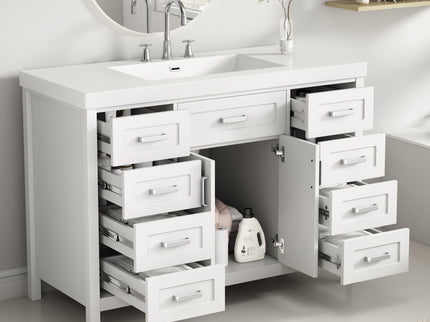 Bathroom Vanity With Sink, 2 Doors 8 Drawers, Soft Close System, Classic Design