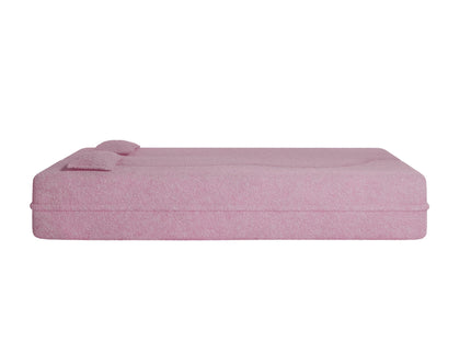 Modern Floor Sofa, With 2 Pillows, Convertible Teddy Fabric Foam Filled Bed