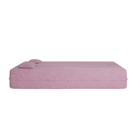 Modern Floor Sofa, With 2 Pillows, Convertible Teddy Fabric Foam Filled Bed