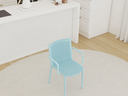 4 Piece Stackable Single Chairs With Vertical Stripe Design For All Weather