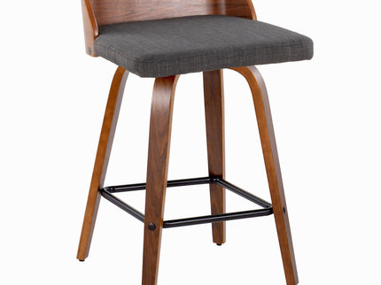Maya - Mid Century Modern Fixed Height Counter Stool With Swivel And Square Footrest (Set of 2)