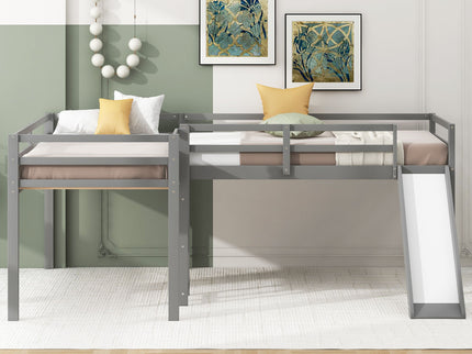 L Shaped Loft Bed With Ladder And Slide