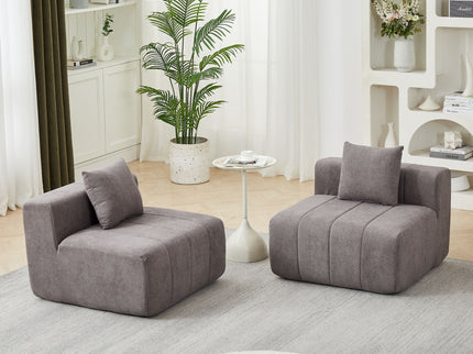 Modular Sectional Sofa With 2 Pillows, Symmetrical Design