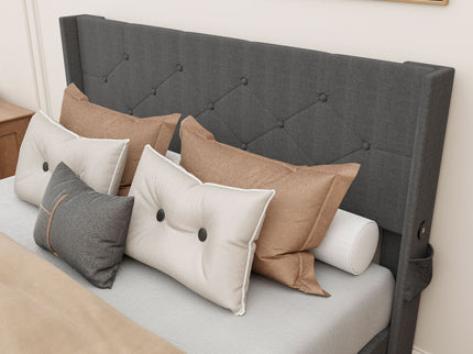 Bed With Gas Lift Storage, USB Ports