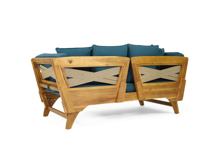 Outdoor Acacia Wood Expandable Daybed With Cushions