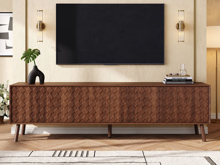 70" TV Stand For TVs Up To 80", Soft Closing Hinges And Cable Management - Walnut