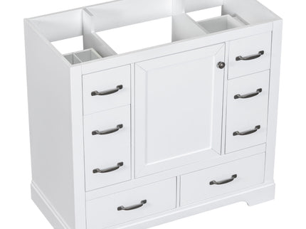 Modern Bathroom Vanity Base Only, 6 Drawer Storage With Adjustable Shelf