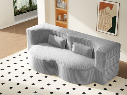 Floor Sofa With 2 Pillows, Convertible Twin Size Mattress For Living Room