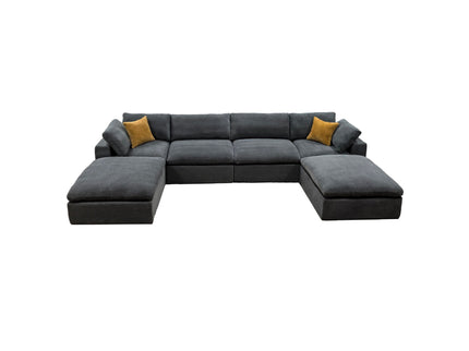 Upholstery Full Compressed Modular Sectional With Toss Pillows - Light Gray