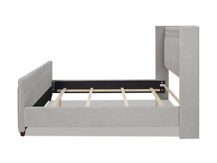 Elle - Wingback Upholstered King Bed - Silver Gray