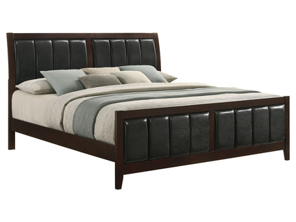 Eastern King Panel Bed With Upholstered Headboard And Footboard - Cappuccino