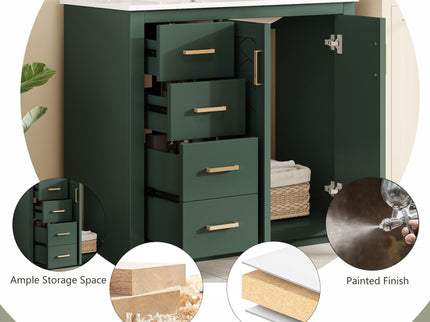 Bathroom Vanity With Sink Combo, Storage Cabinet, Freestanding Set With 3 Drawers & Soft Closing Doors
