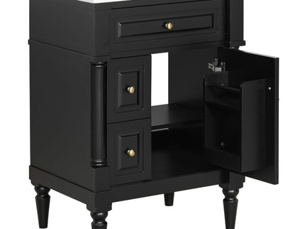 Freestanding Bathroom Vanity With Sink, Adjustable Shelf & Flip Drawer