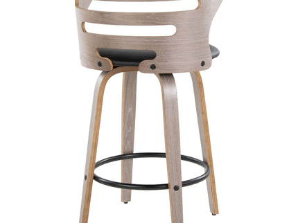 Cosini - Mid Century Modern Fixed Height Barstool With Swivel And Round Footrest (Set of 2)