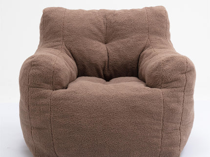 Soft Teddy Fabric Tufted Foam Bean Bag Chair With Teddy Fabric