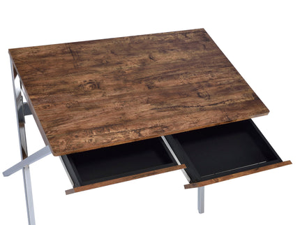 Callers - Weathered Writing Desk - Chrome / Oak