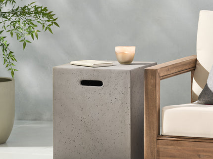 Modern Tank Holder Side Table With Smooth Concrete Surface