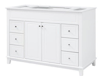 Bathroom Vanity Cabinet Only, 6 Soft Close Drawers & Double Doors - White