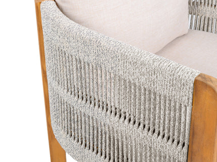 Outdoor Dining Chairs & Rope Handles (Set of 2) - Beige / Teak