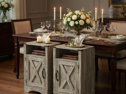 Farmhouse Nightstand, Charging Station & Storage